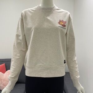NWT WOODS Lawson Floral Logo Crewneck Lightweight Sweatshirt Size Small Papyrus
